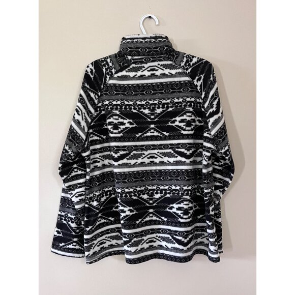 Eddie Bauer Womens XXLarge Black White Quarter Zip Fleece High Neck Jacket - Picture 2 of 4